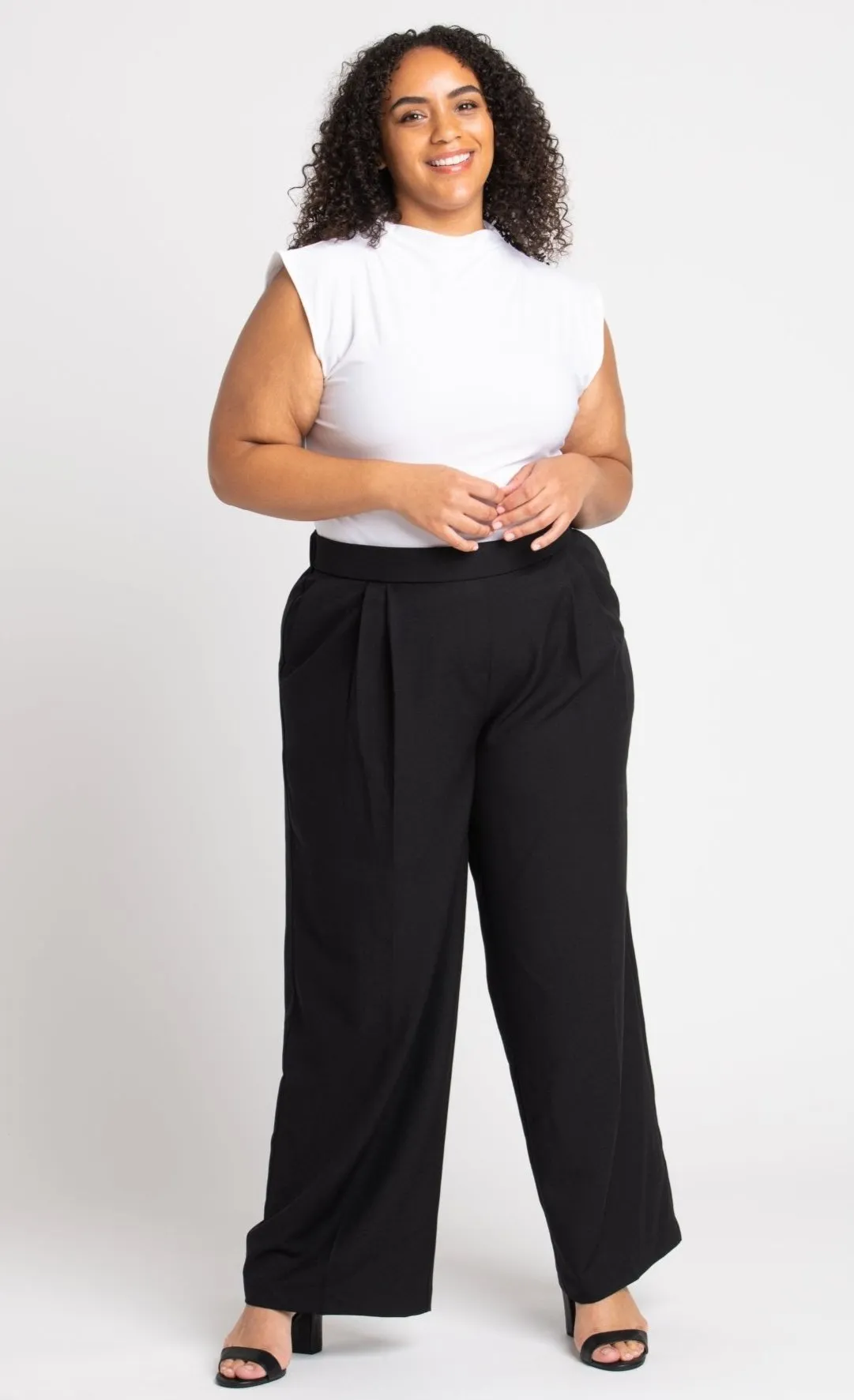 Roz & Ali Pleated Wide Leg Trouser Pants - Plus