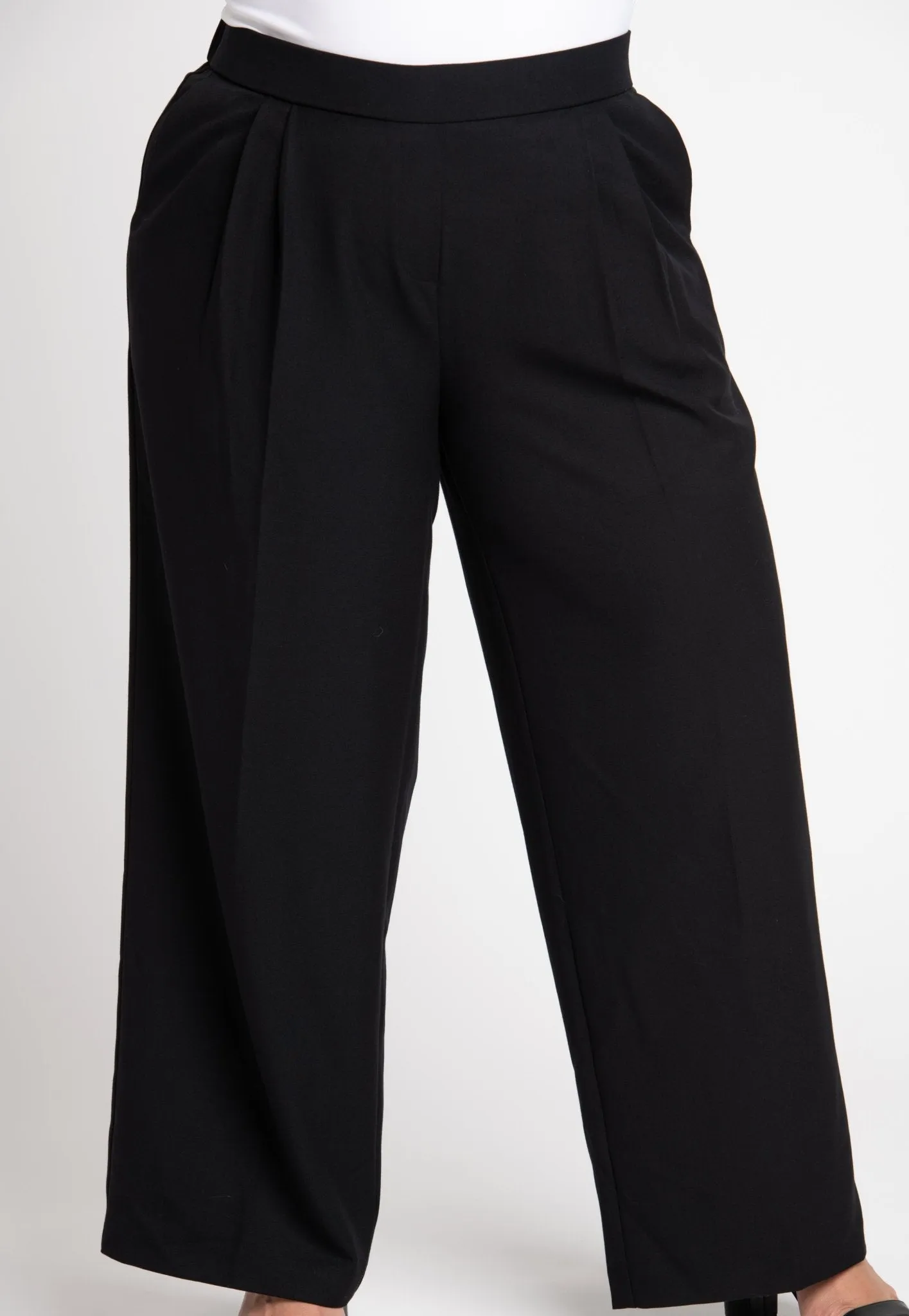 Roz & Ali Pleated Wide Leg Trouser Pants - Plus