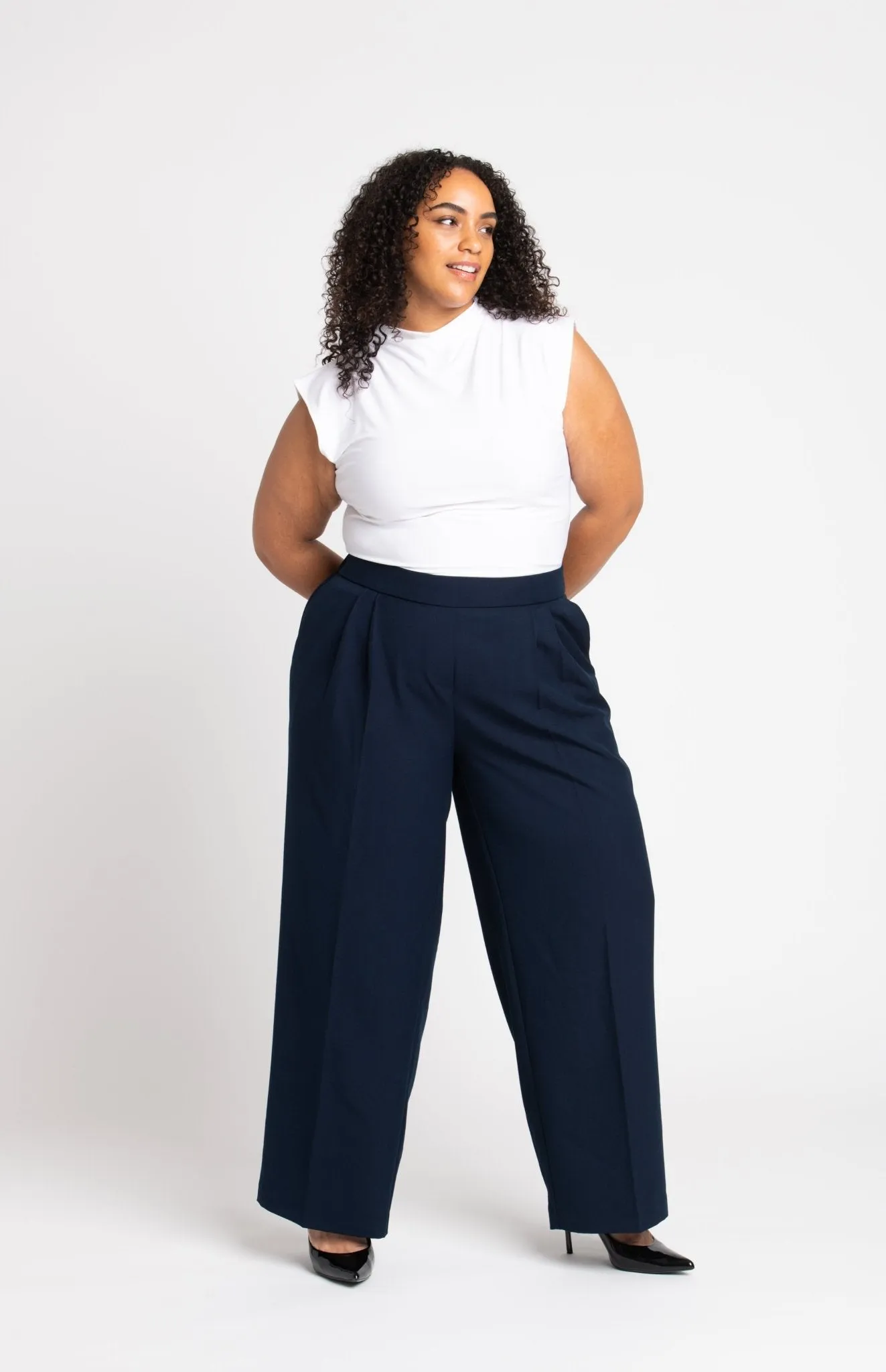 Roz & Ali Pleated Wide Leg Trouser Pants - Plus