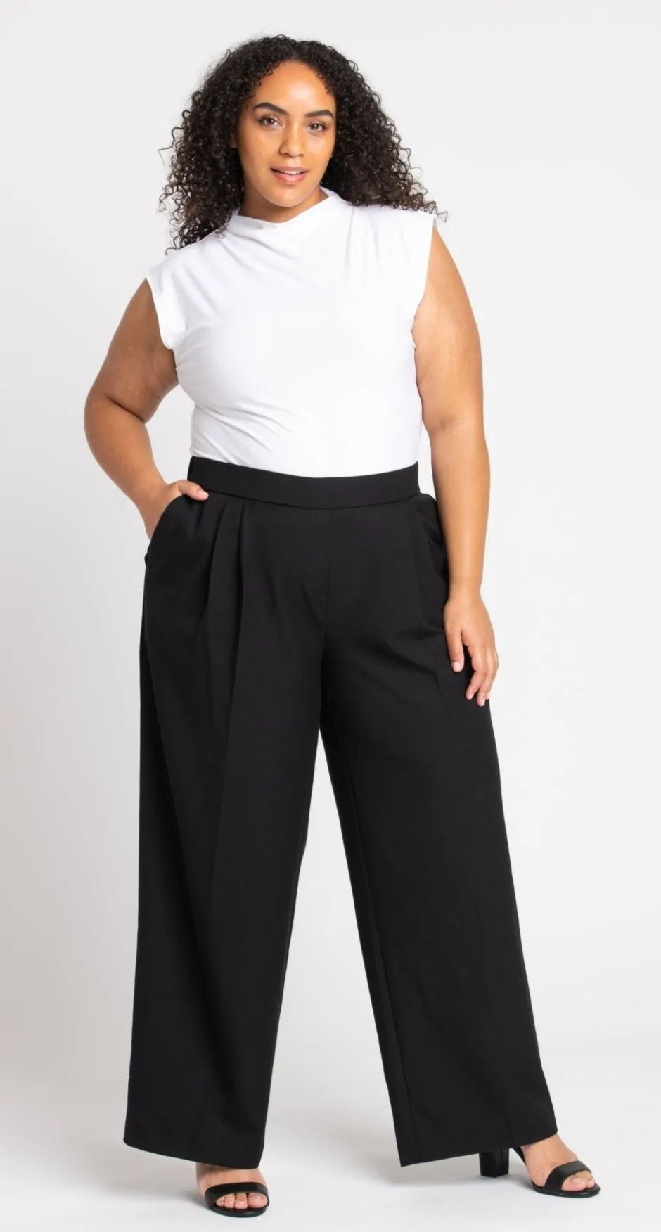 Roz & Ali Pleated Wide Leg Trouser Pants - Plus