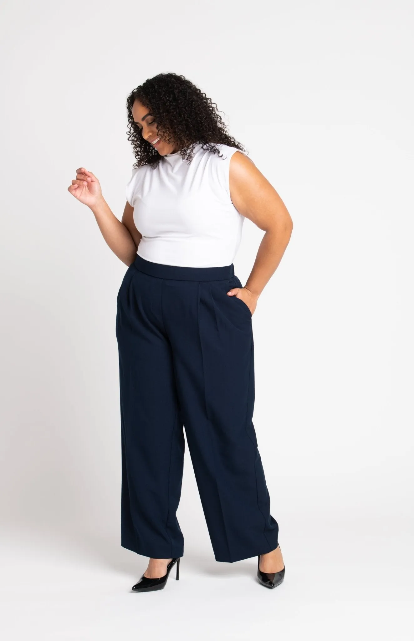 Roz & Ali Pleated Wide Leg Trouser Pants - Plus