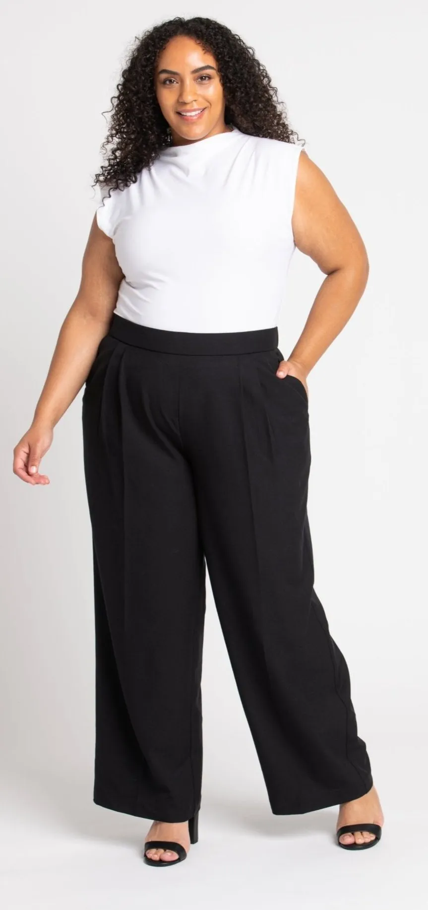 Roz & Ali Pleated Wide Leg Trouser Pants - Plus