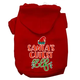 Santa's Cutest Elf Screen Print Dog Hoodie Red L