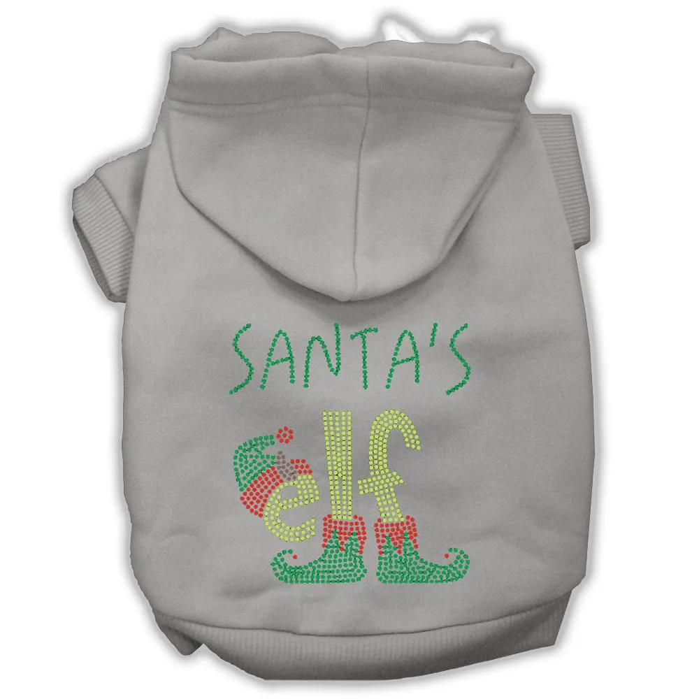 Santa's Elf Rhinestone Dog Hoodie Grey Xxl (18)