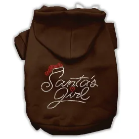 Santa's Girl Rhinestone Dog Hoodie Brown Xs (8)