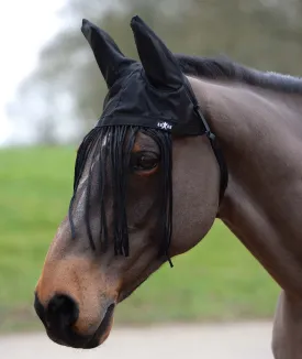 Saxon Fly Fringe Bonnet w/Ears, Black