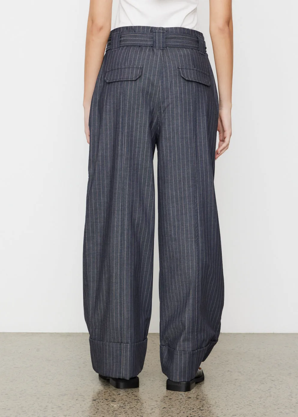 Stretch Stripe High Waist Wide Leg Pants