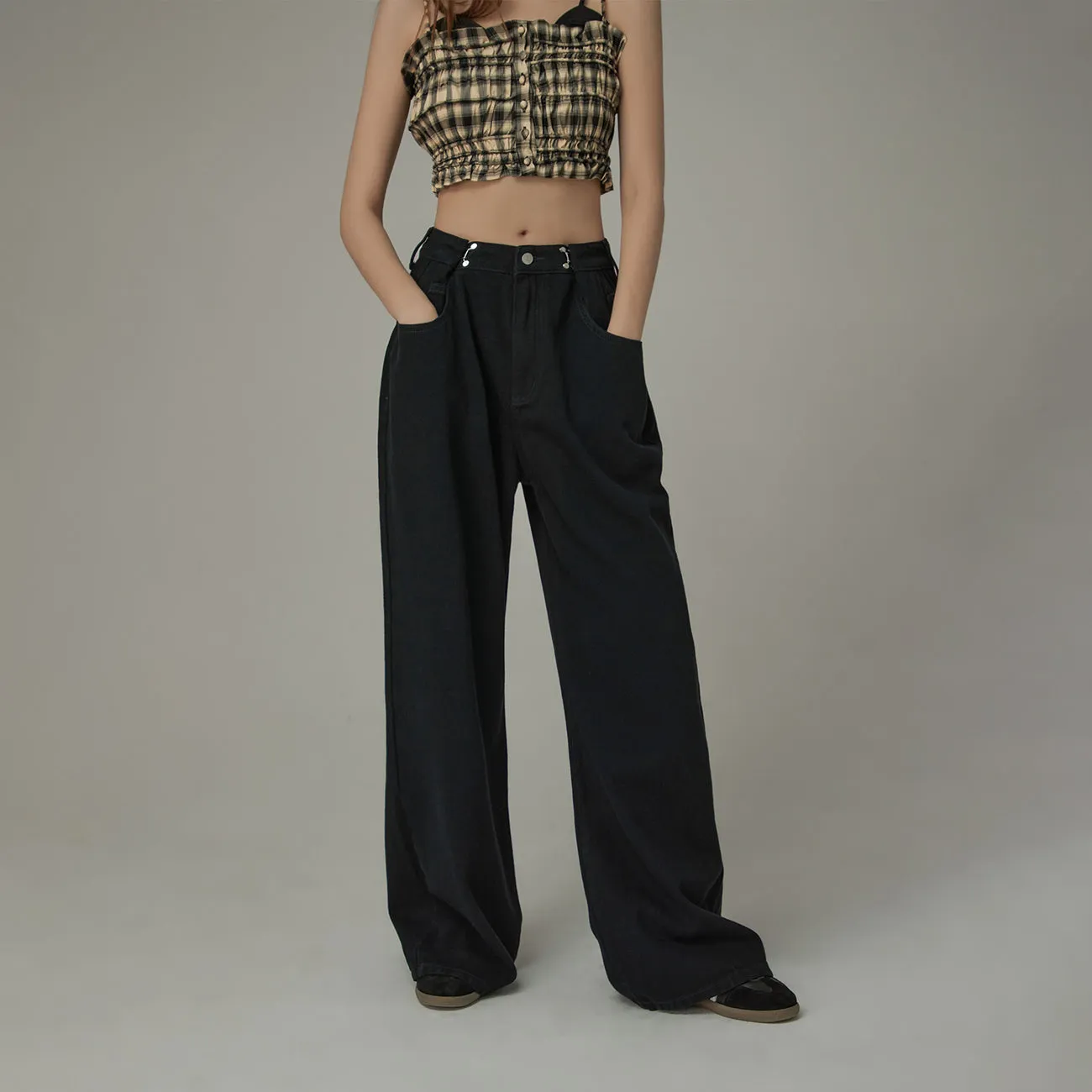 Summer Adjustable High Waist Wide Leg Pants