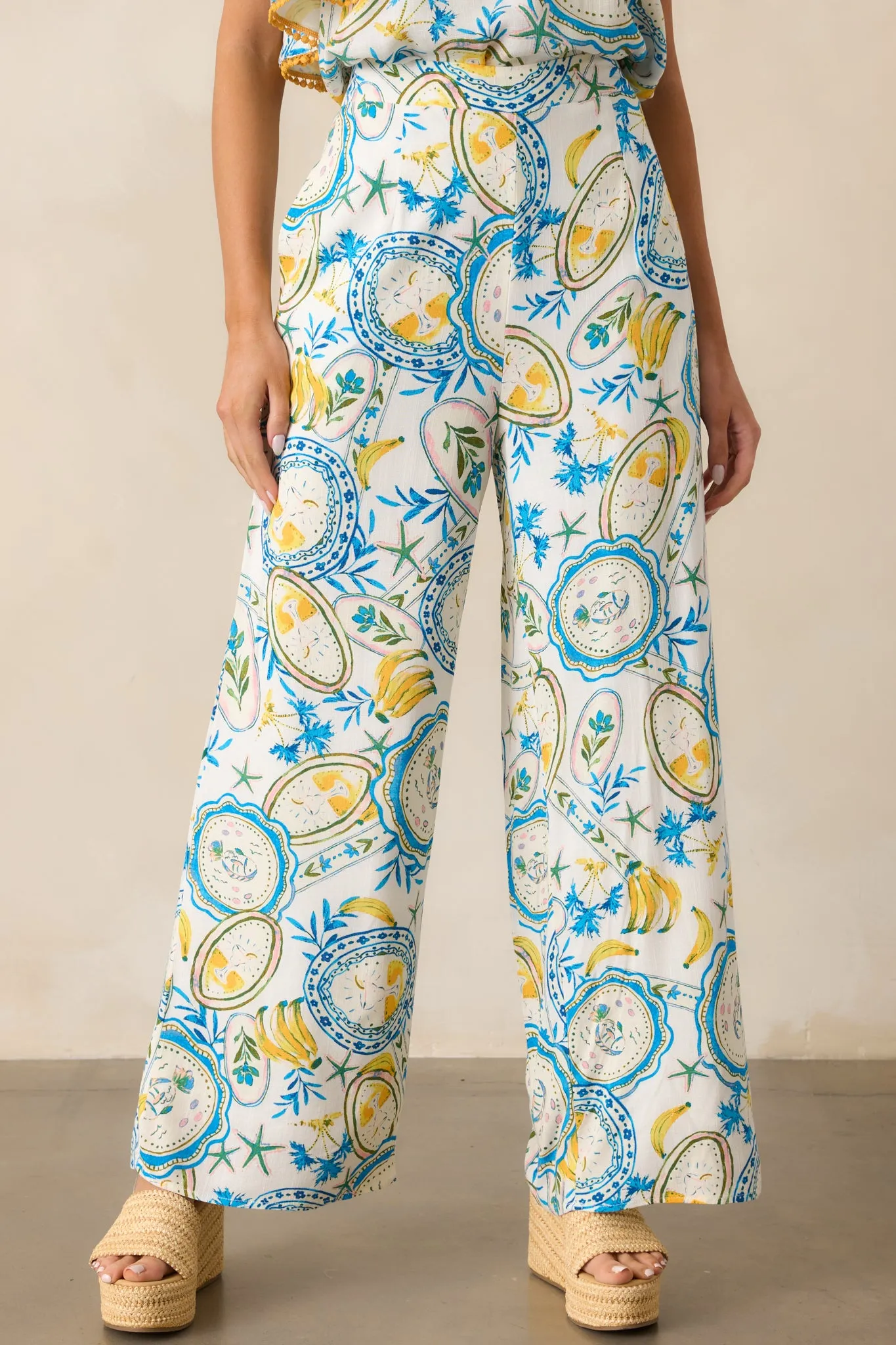 Switch It Up Ivory Tropical Print Pants