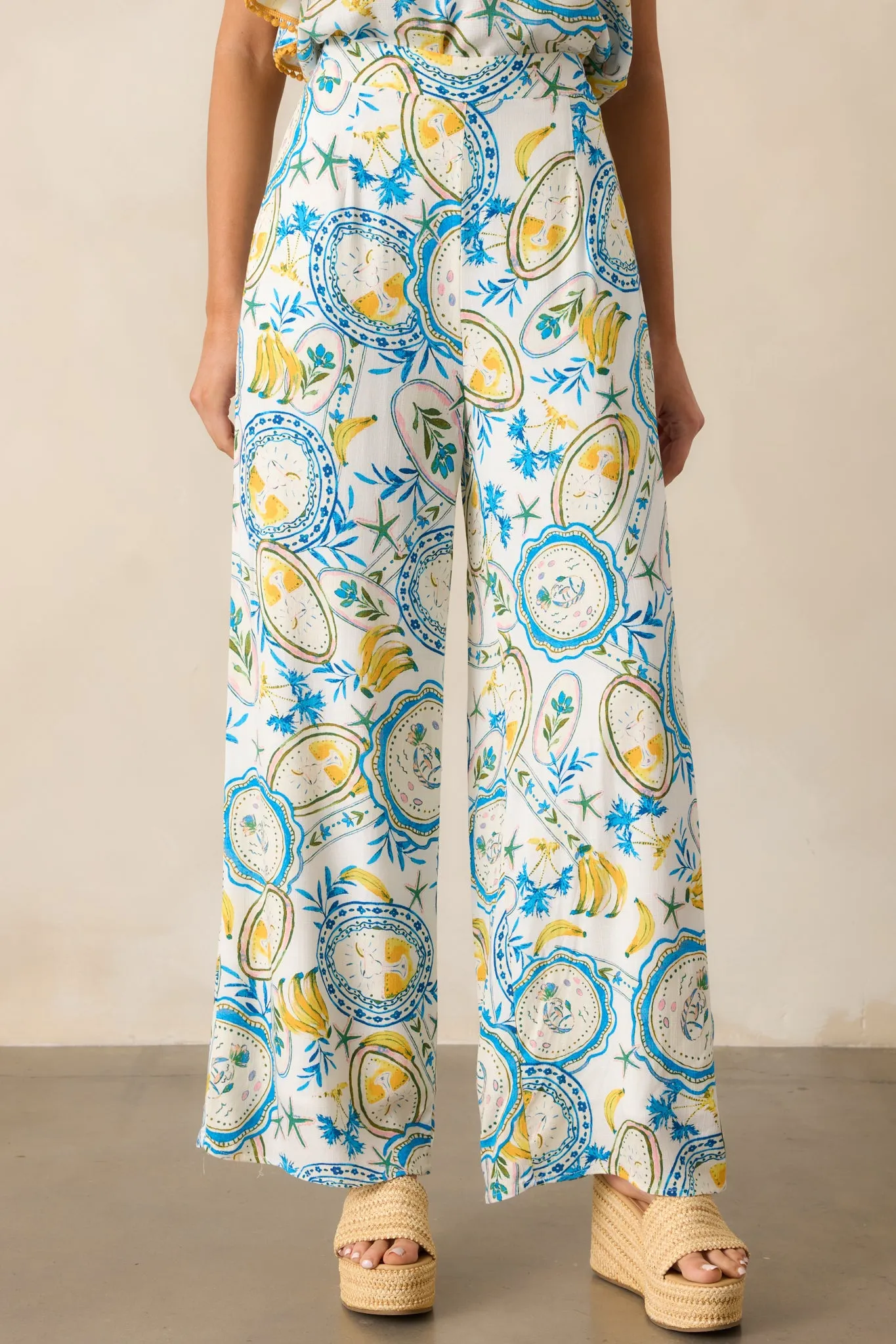 Switch It Up Ivory Tropical Print Pants