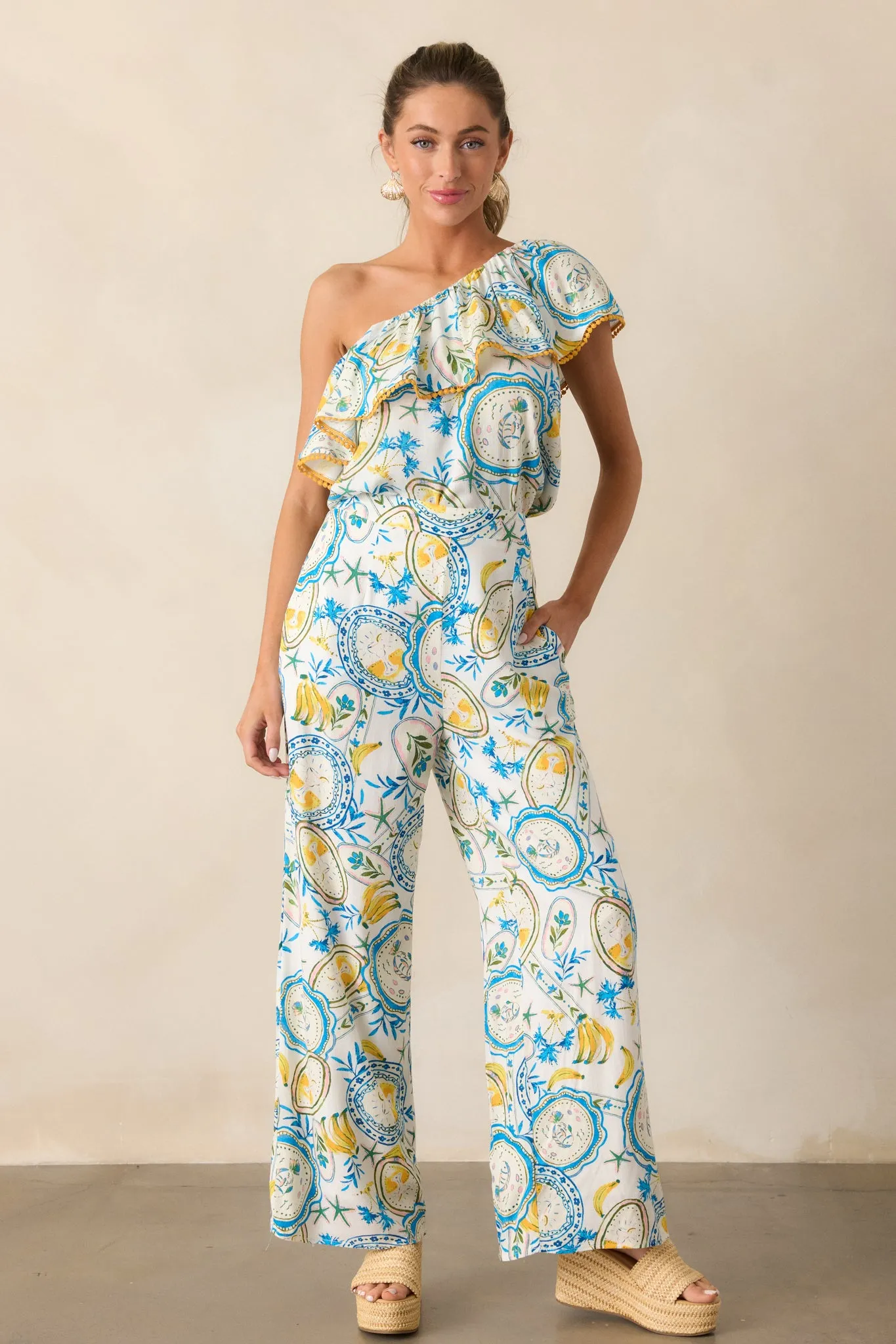 Switch It Up Ivory Tropical Print Pants