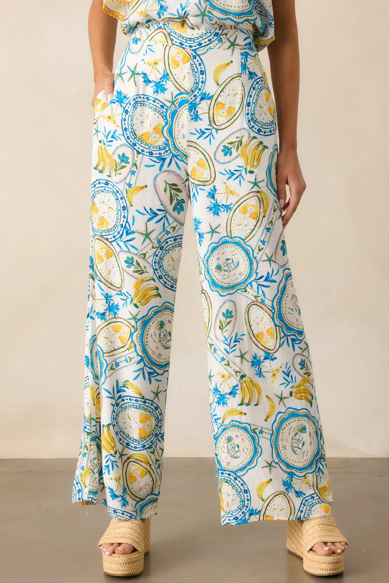 Switch It Up Ivory Tropical Print Pants