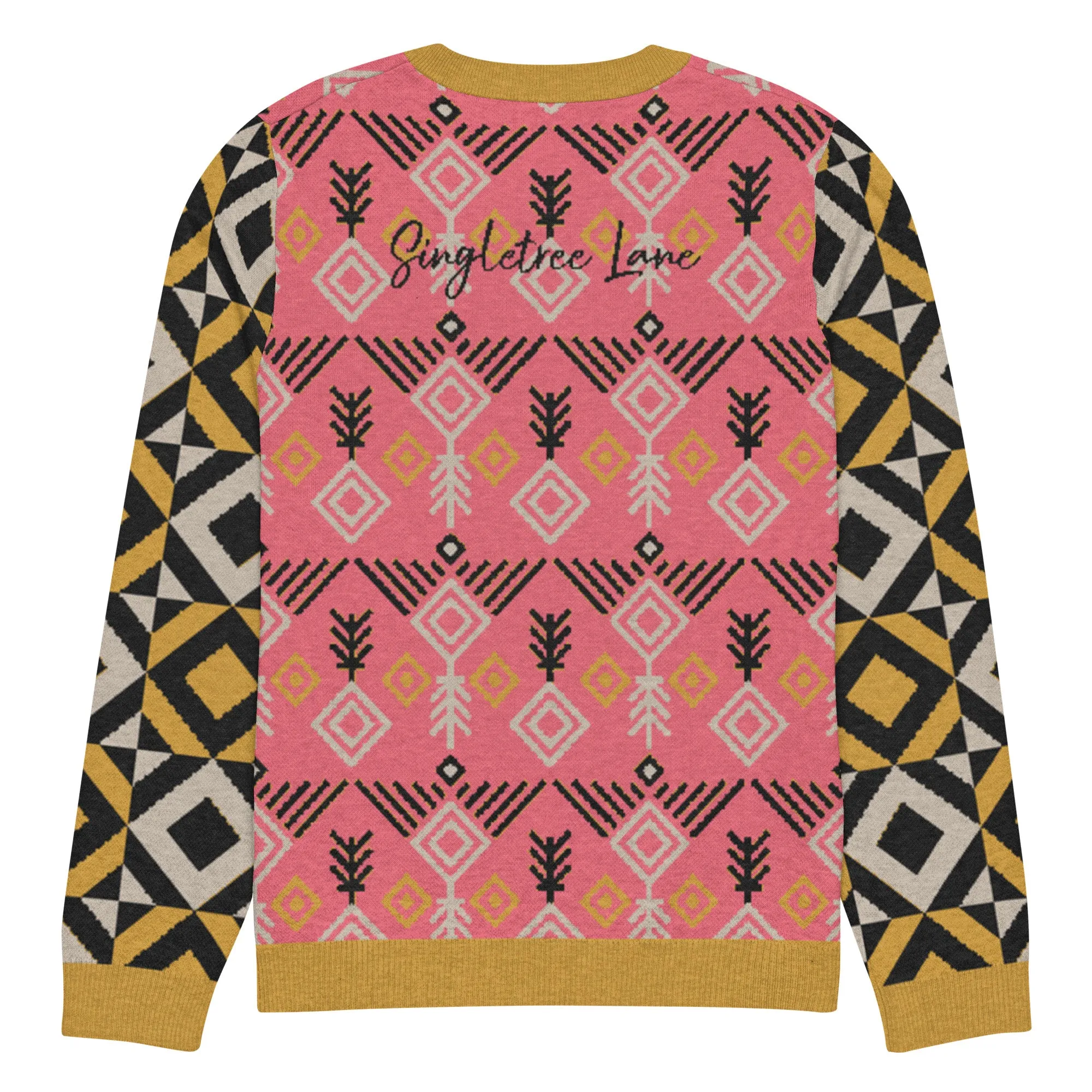 The Clam Bake in Pink and Gold Knitted Crewneck Sweater