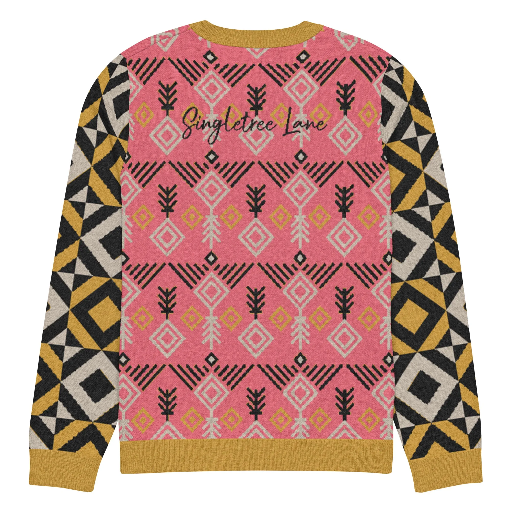 The Clam Bake in Pink and Gold Knitted Crewneck Sweater