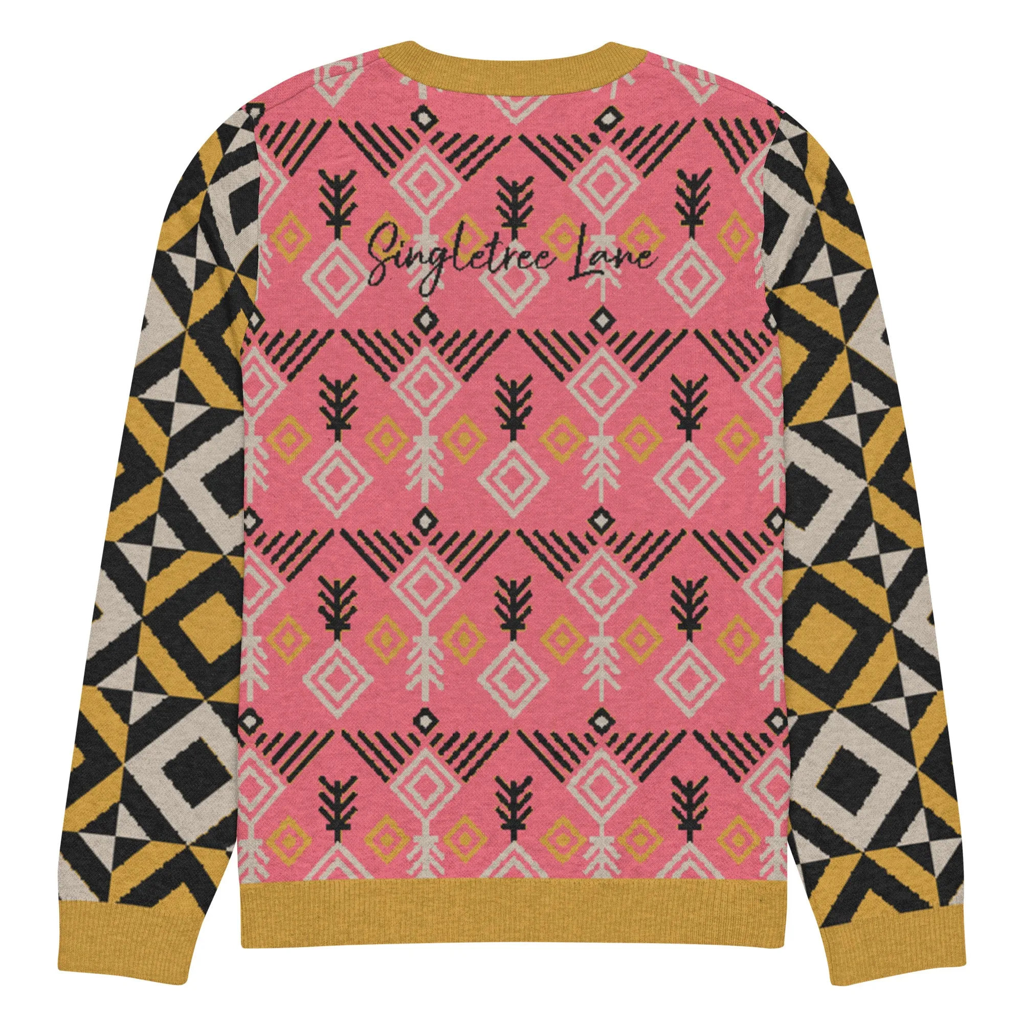 The Clam Bake in Pink and Gold Knitted Crewneck Sweater