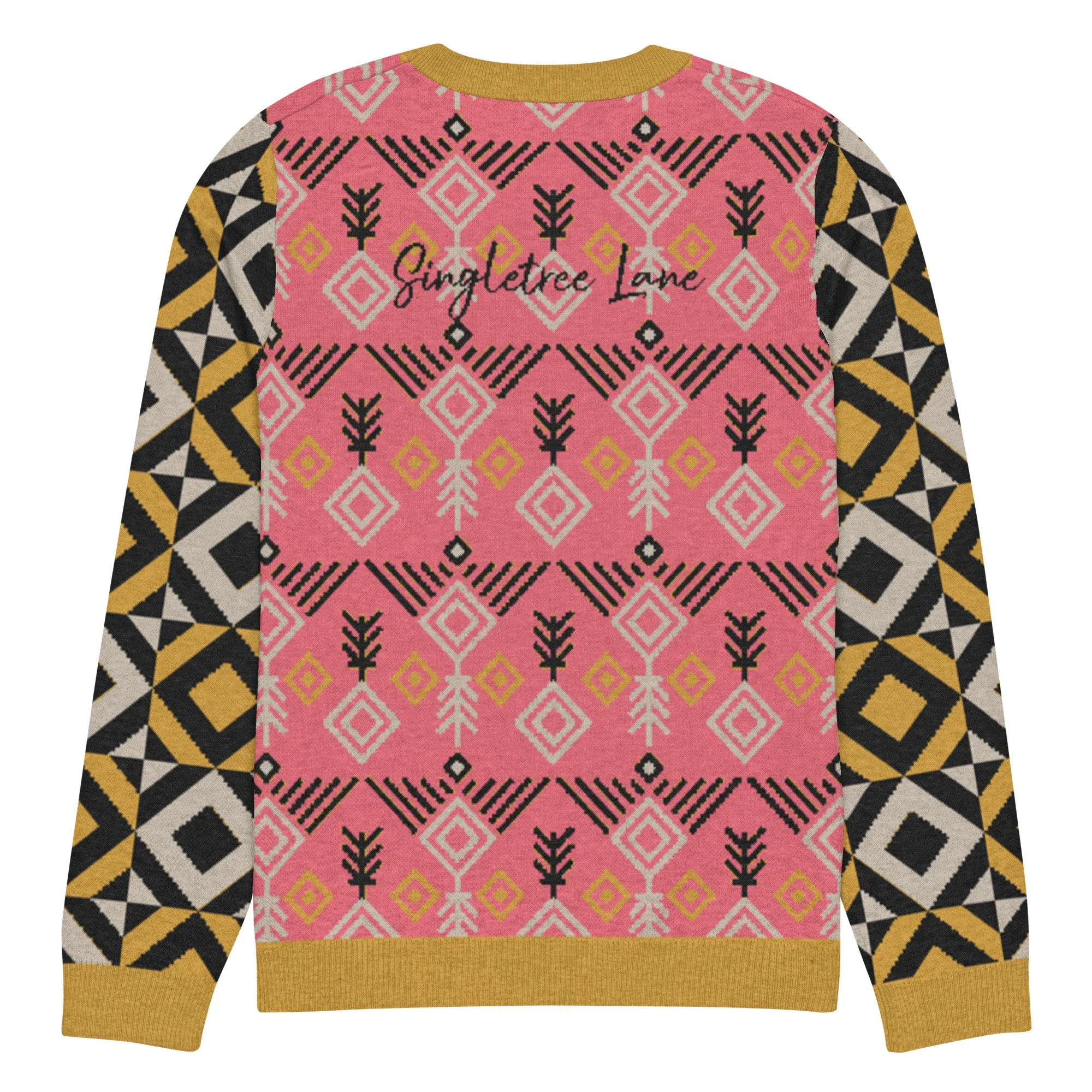 The Clam Bake in Pink and Gold Knitted Crewneck Sweater