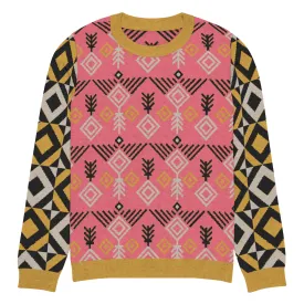 The Clam Bake in Pink and Gold Knitted Crewneck Sweater