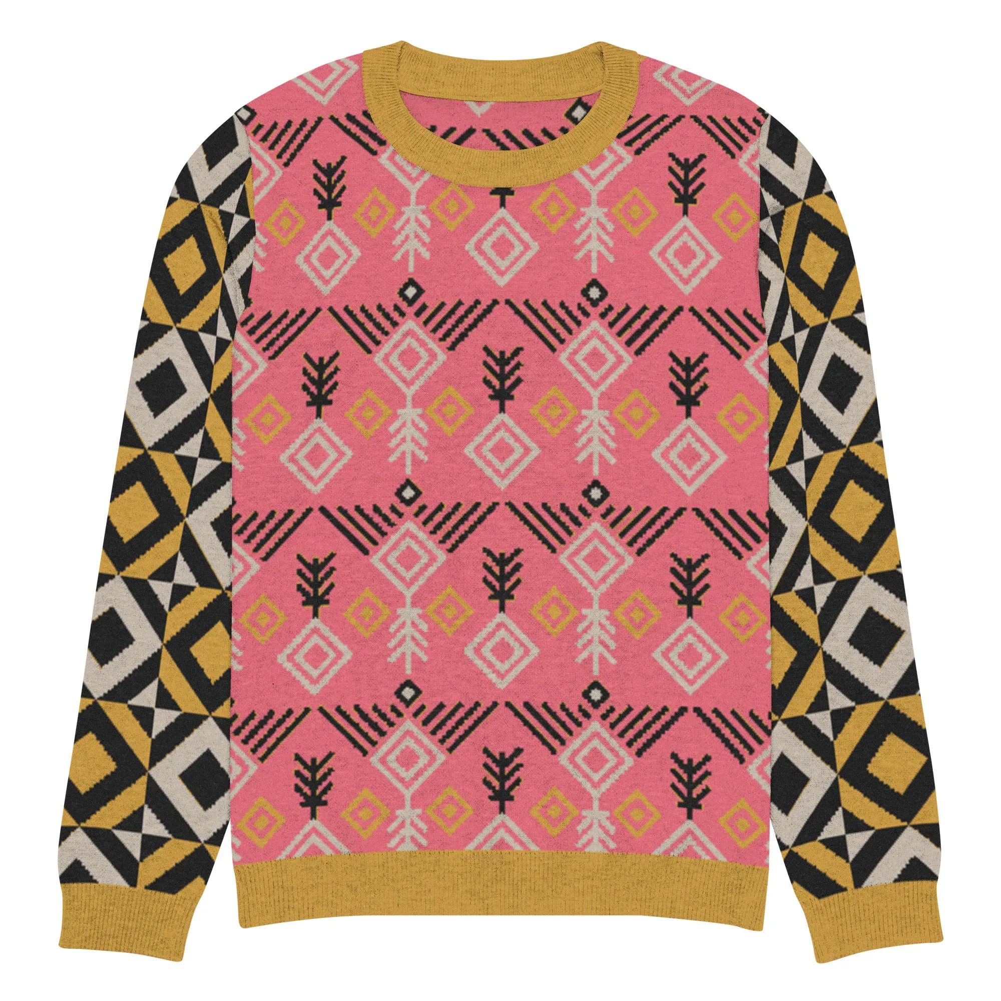 The Clam Bake in Pink and Gold Knitted Crewneck Sweater