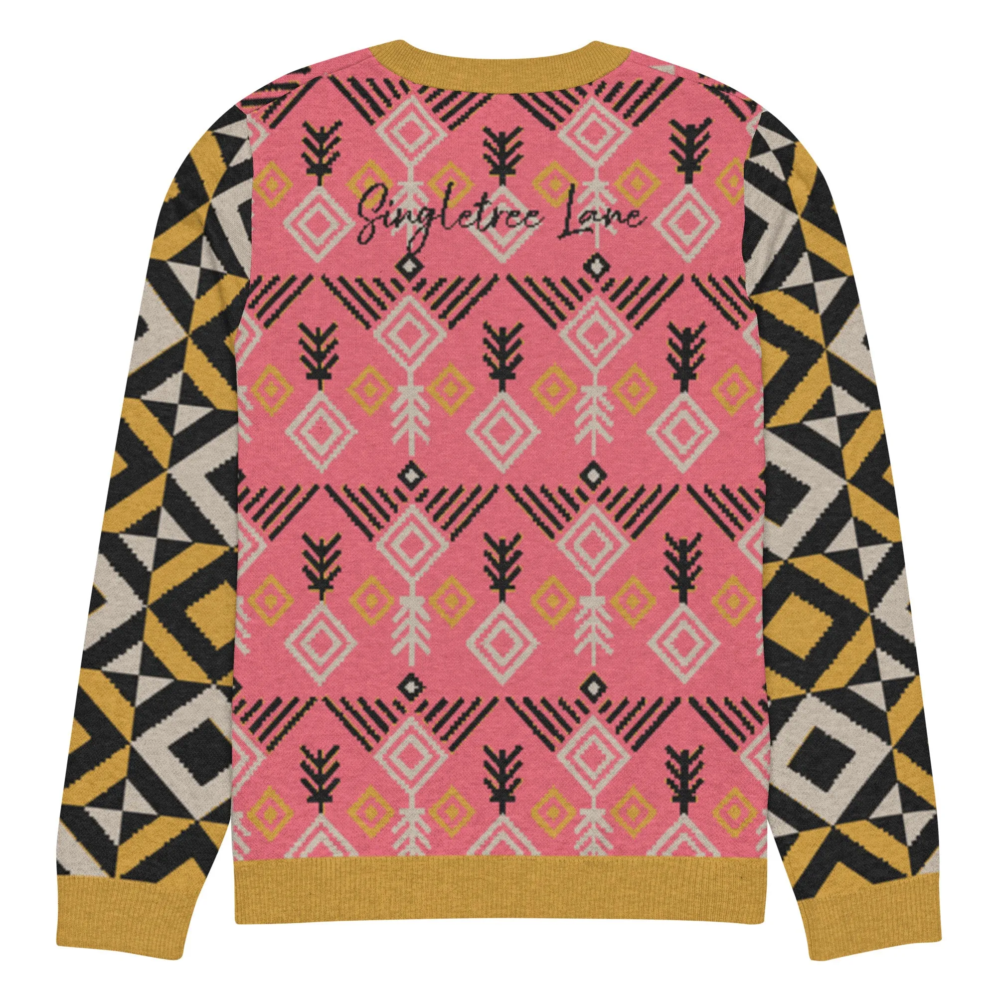 The Clam Bake in Pink and Gold Knitted Crewneck Sweater