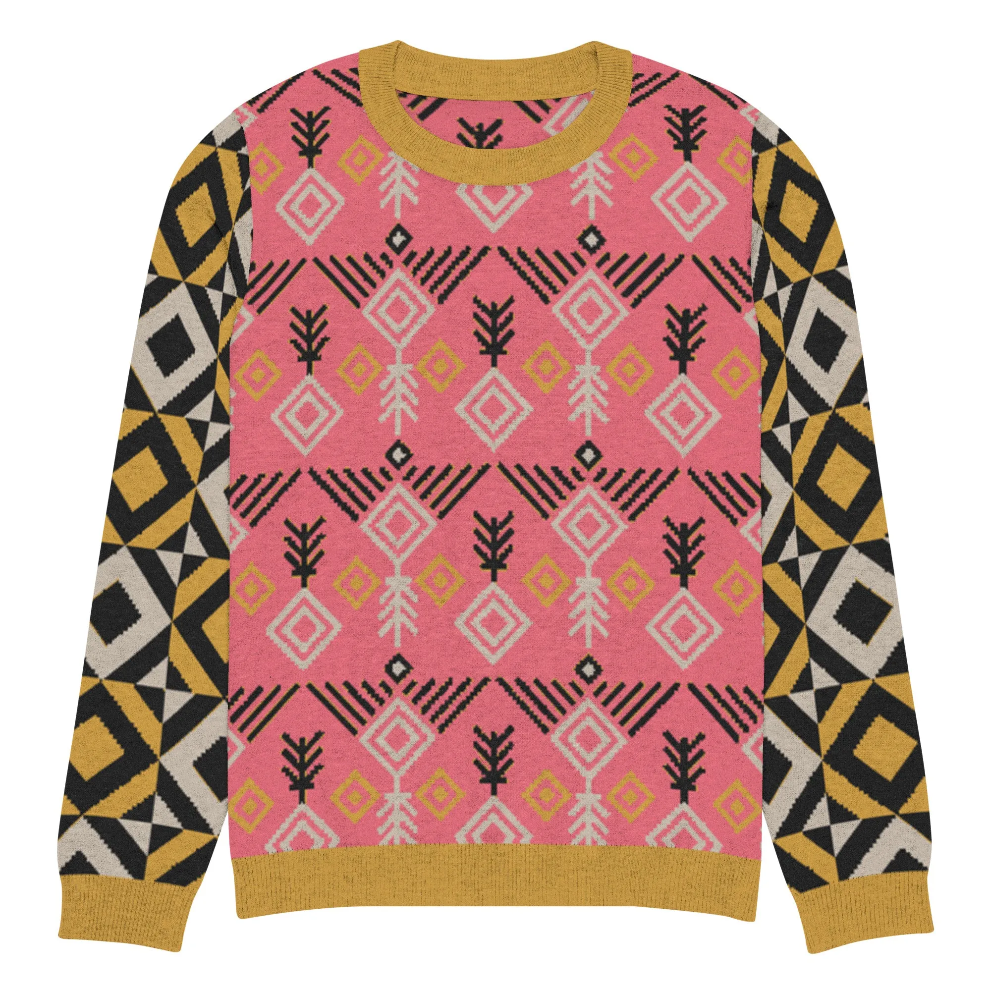 The Clam Bake in Pink and Gold Knitted Crewneck Sweater