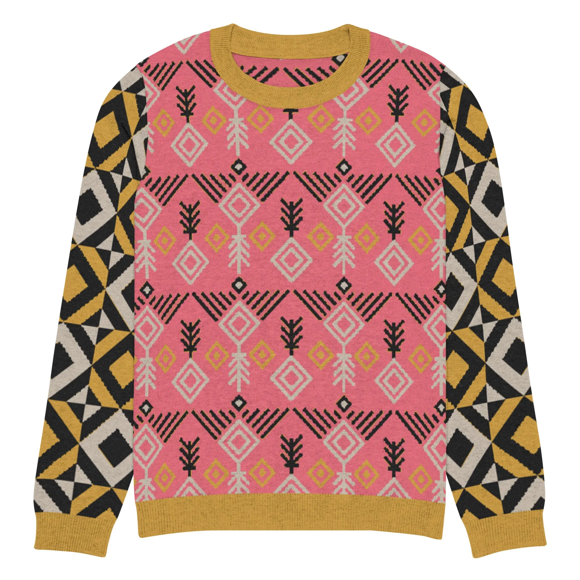 The Clam Bake in Pink and Gold Knitted Crewneck Sweater