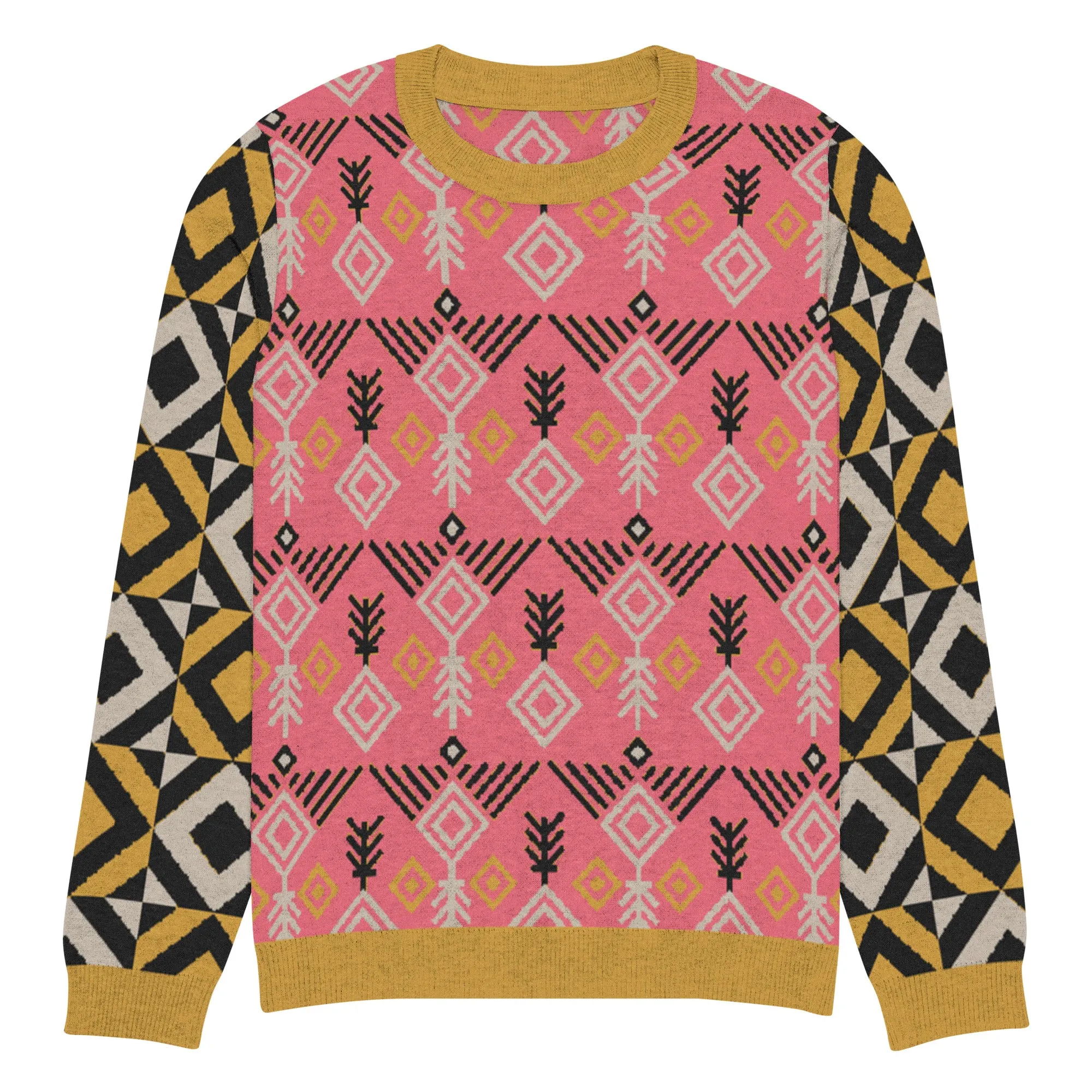 The Clam Bake in Pink and Gold Knitted Crewneck Sweater