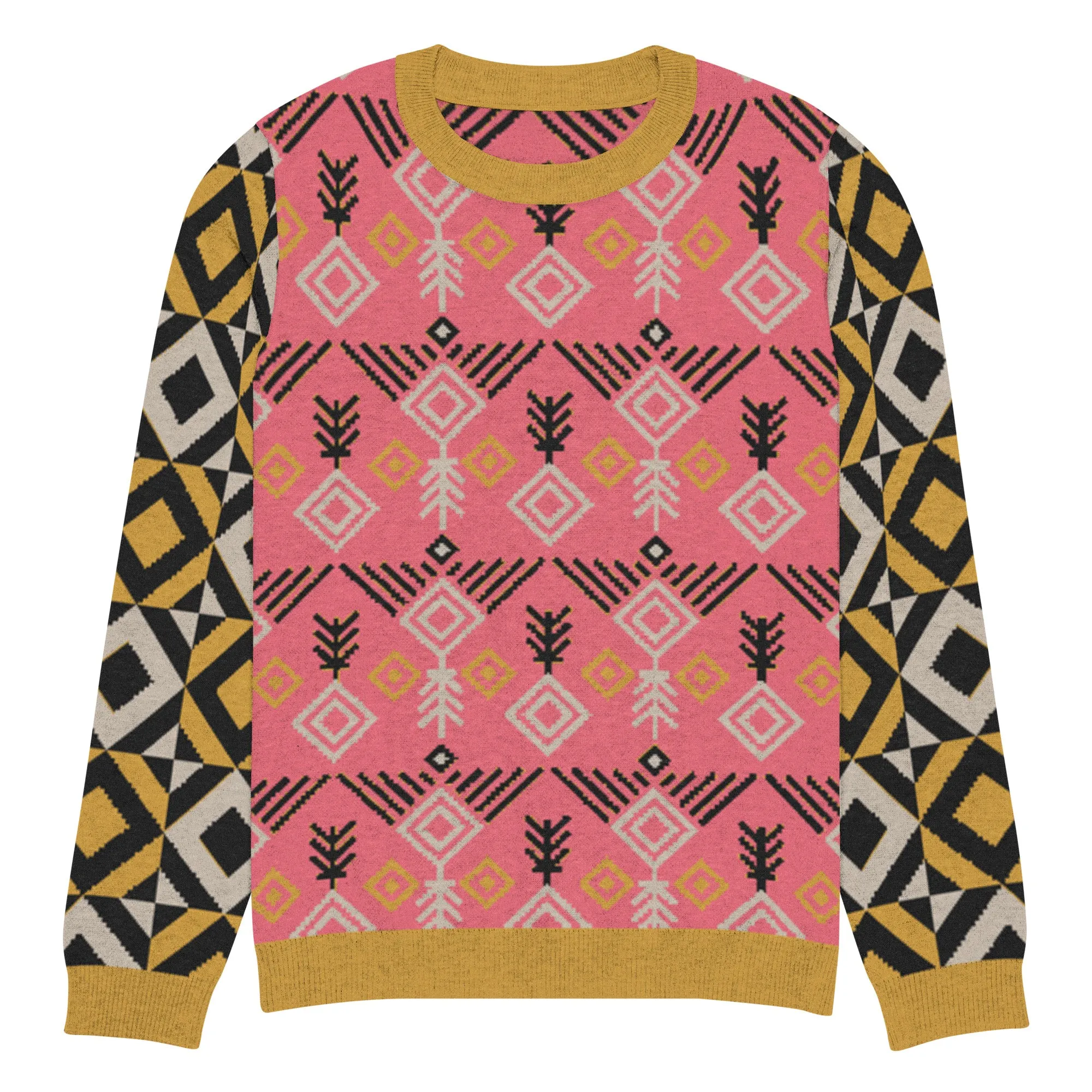 The Clam Bake in Pink and Gold Knitted Crewneck Sweater