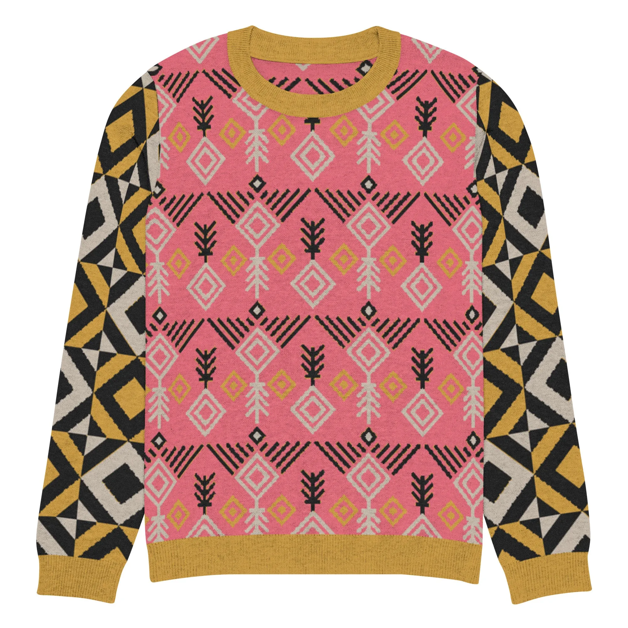 The Clam Bake in Pink and Gold Knitted Crewneck Sweater