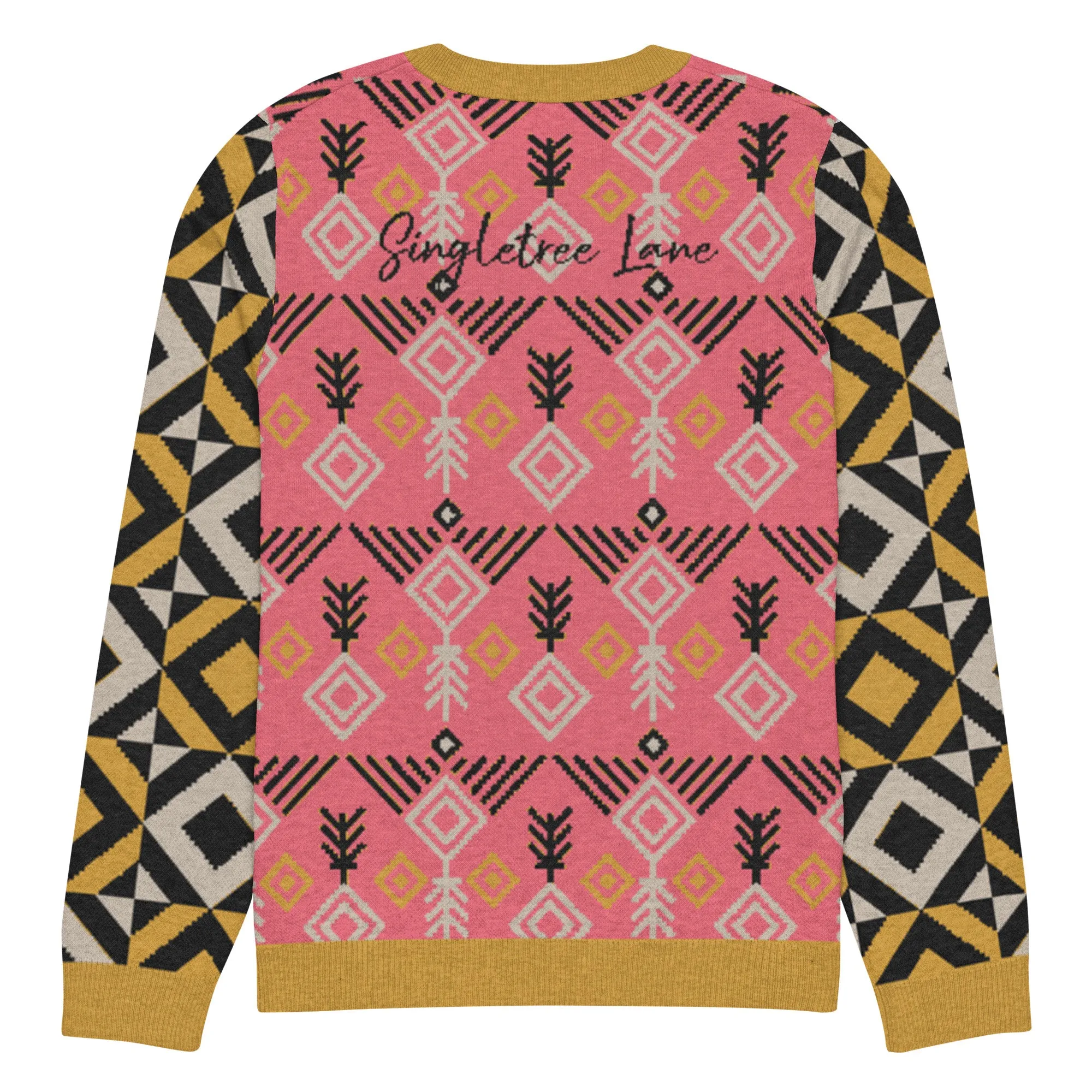 The Clam Bake in Pink and Gold Knitted Crewneck Sweater