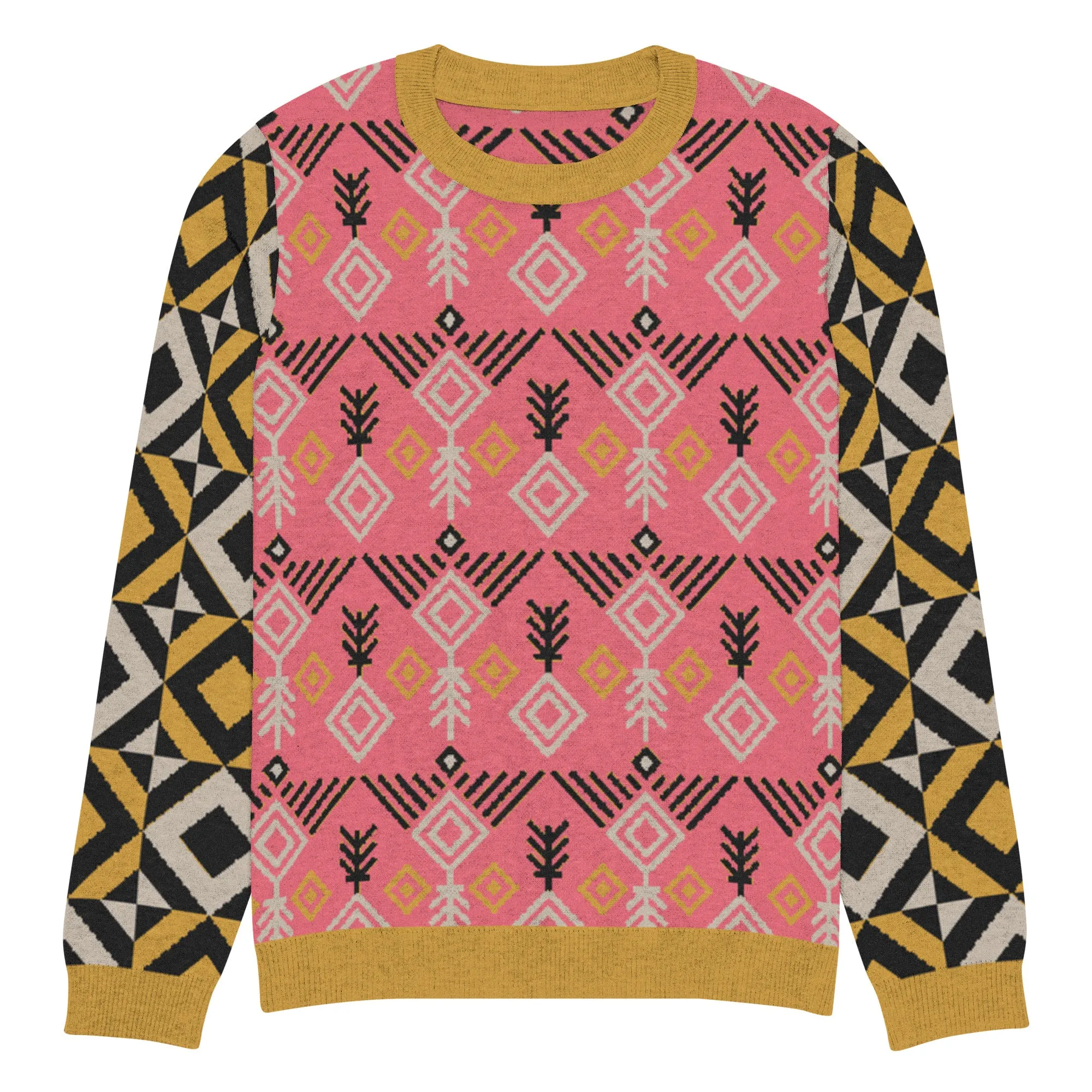 The Clam Bake in Pink and Gold Knitted Crewneck Sweater