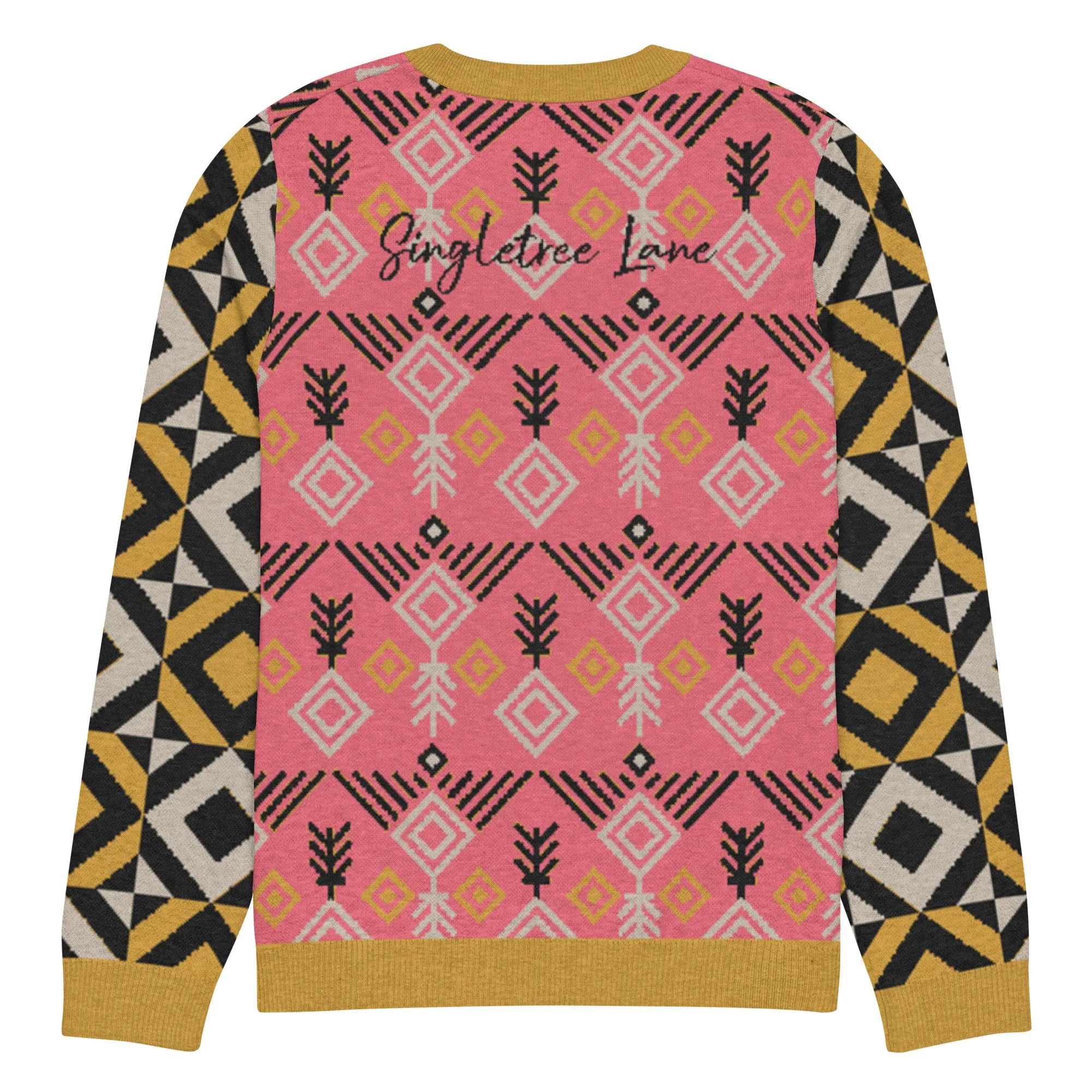 The Clam Bake in Pink and Gold Knitted Crewneck Sweater