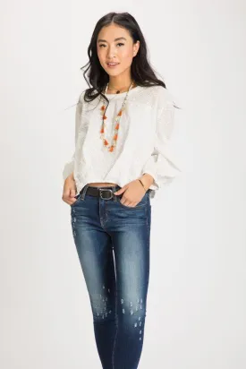 The Eyelet Lace Act Balloon Sleeve Top