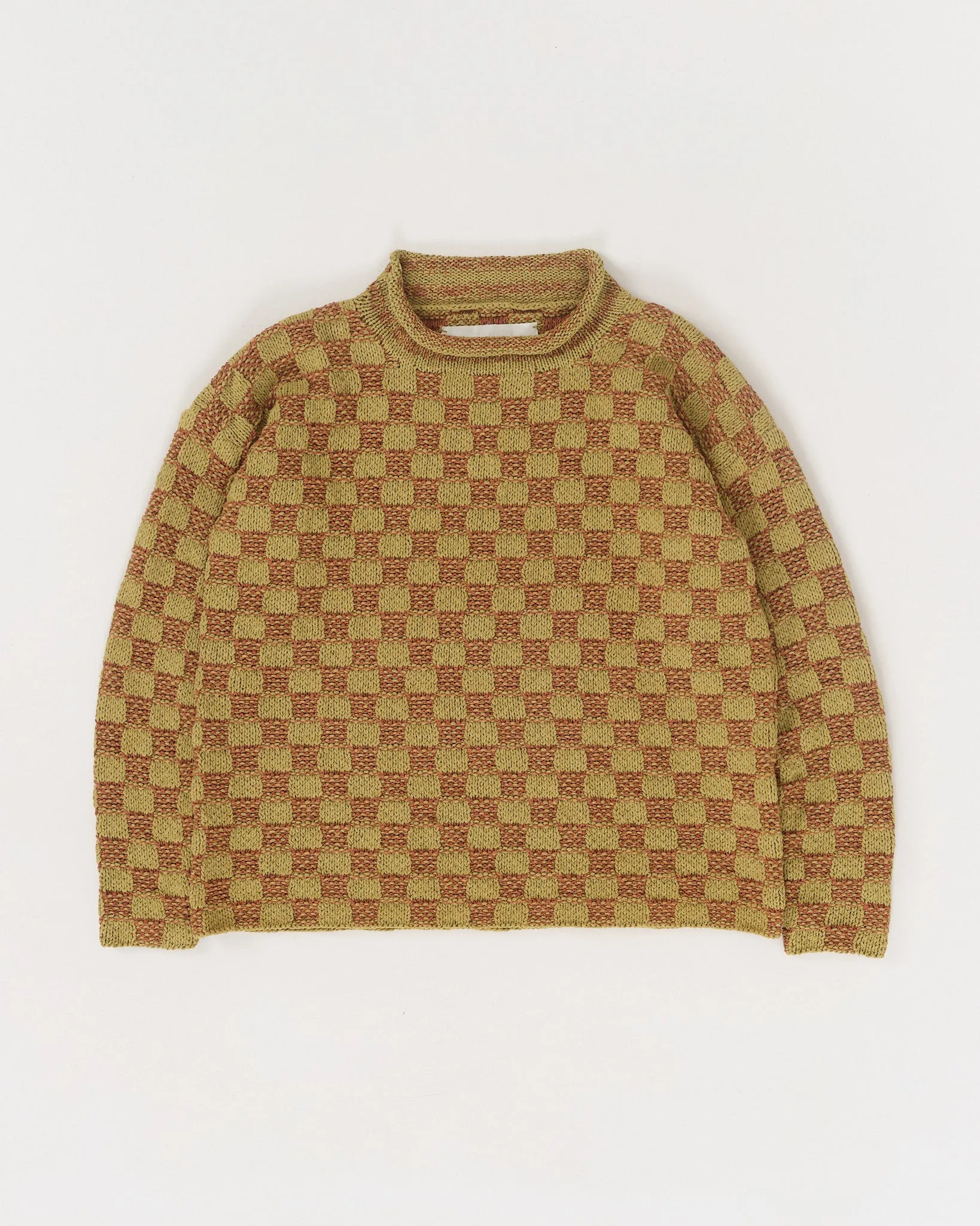 Twinsun Knit Rollneck - Olive Checker