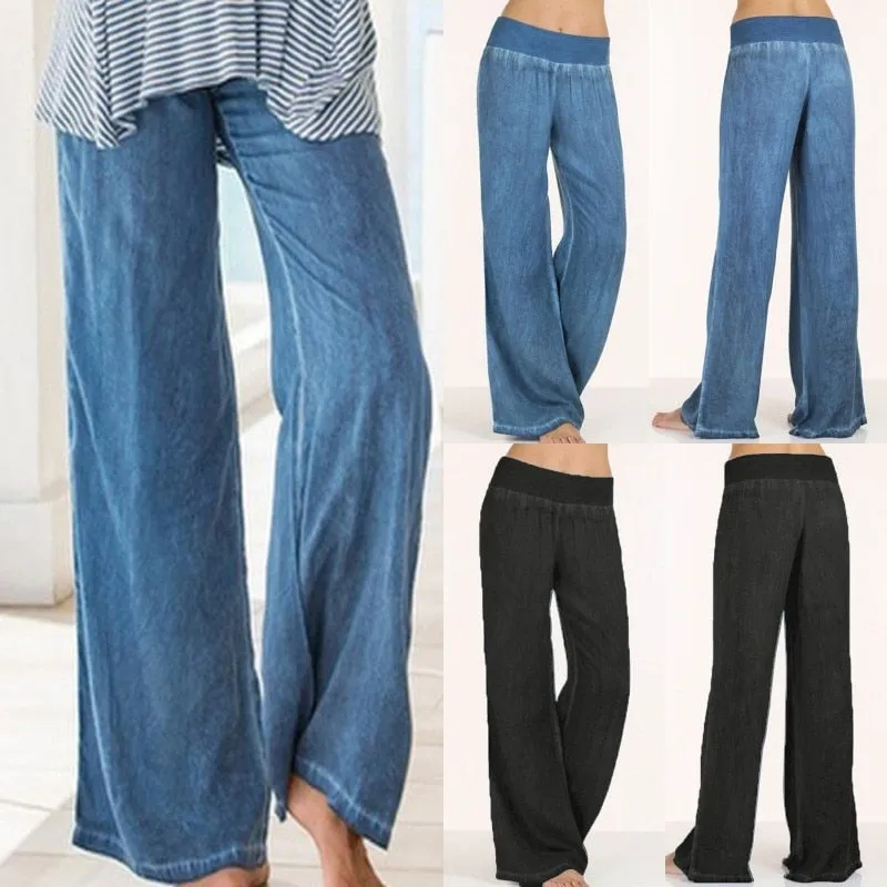 VenusFox Blue High Waist Long Harem Jeans