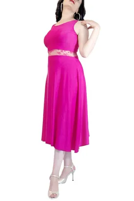 vibrant pink  a-line tango dress with side slit