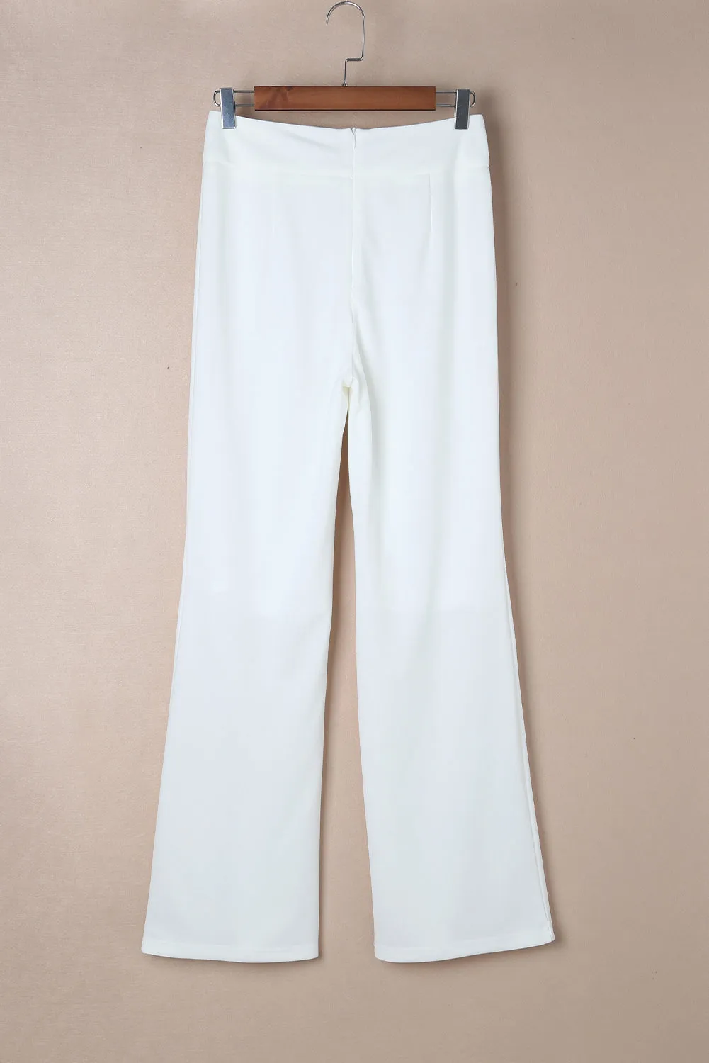 Wavy Plunge High Waist Wide Leg Pants