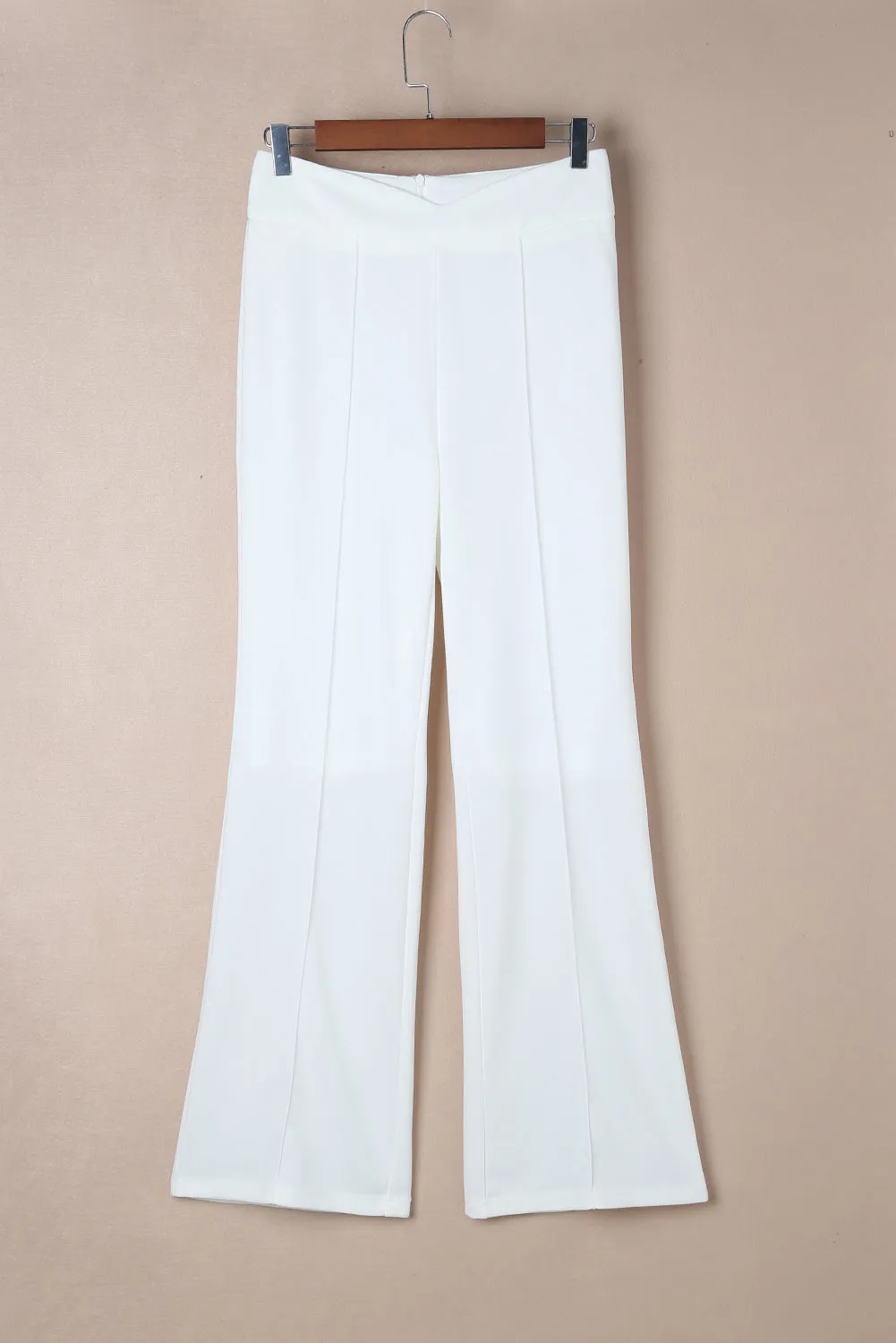 Wavy Plunge High Waist Wide Leg Pants