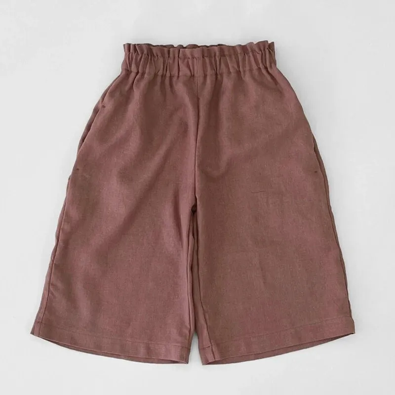 Wide-Leg Solid Linen Pants