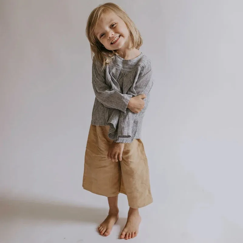 Wide-Leg Solid Linen Pants