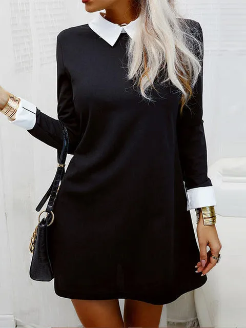 Women's Color Matching Long Sleeve Dress