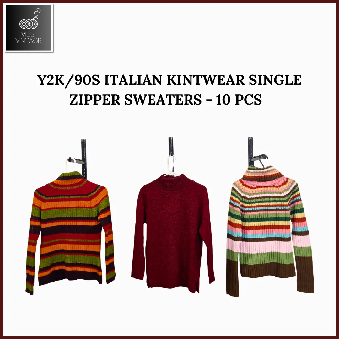 Y2K/90S ITALIAN KNITWEAR SINGLE ZIPPER SWEATERS - 10 PCS